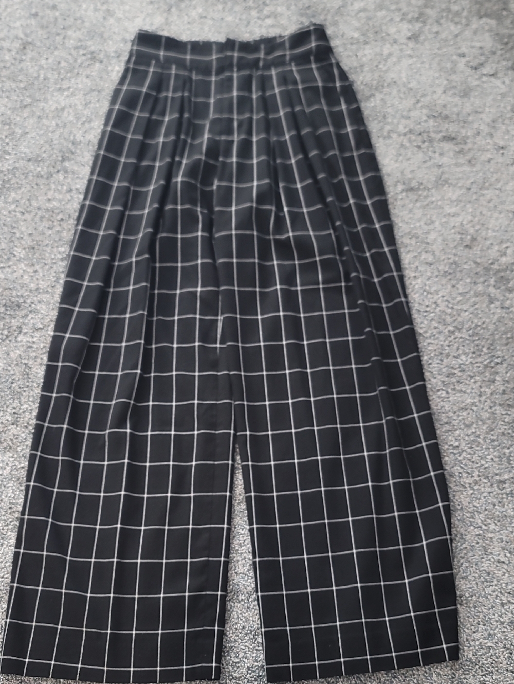 Men's Black Windowpane Plaid Trousers